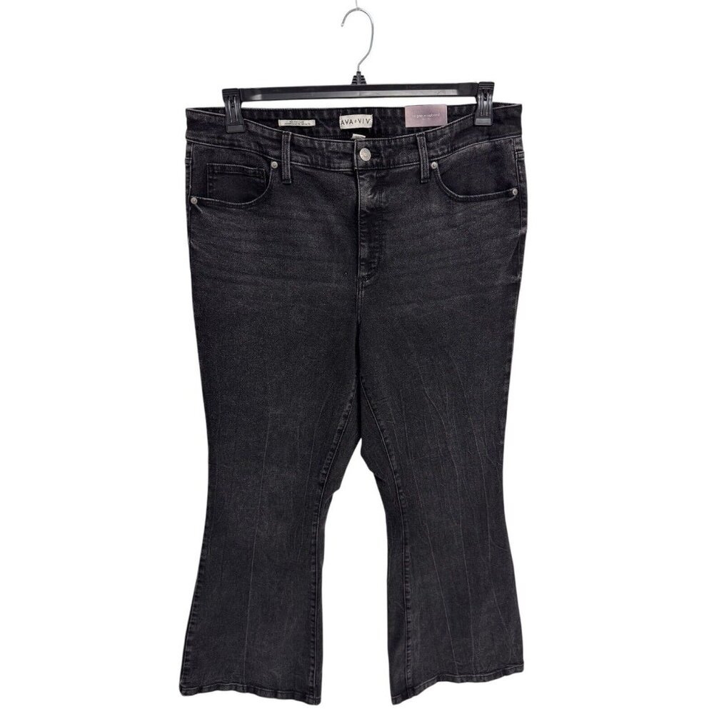 AVA & VIV women's High Rise Flare Tummy control black jeans pants size 18